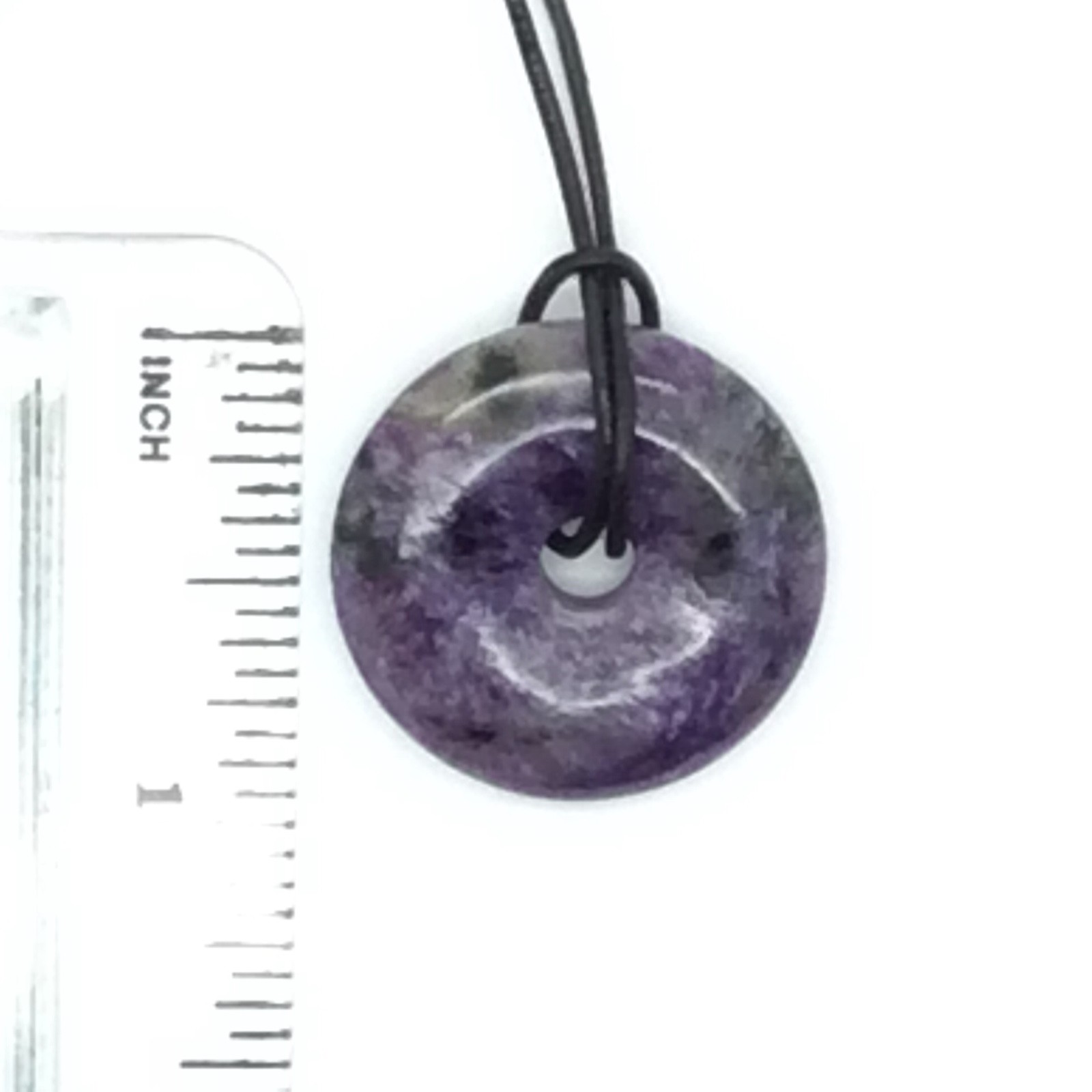 Charoite Bi Disk Pendant Purple Circle Gem Stone Necklace Siberia 25mm #5