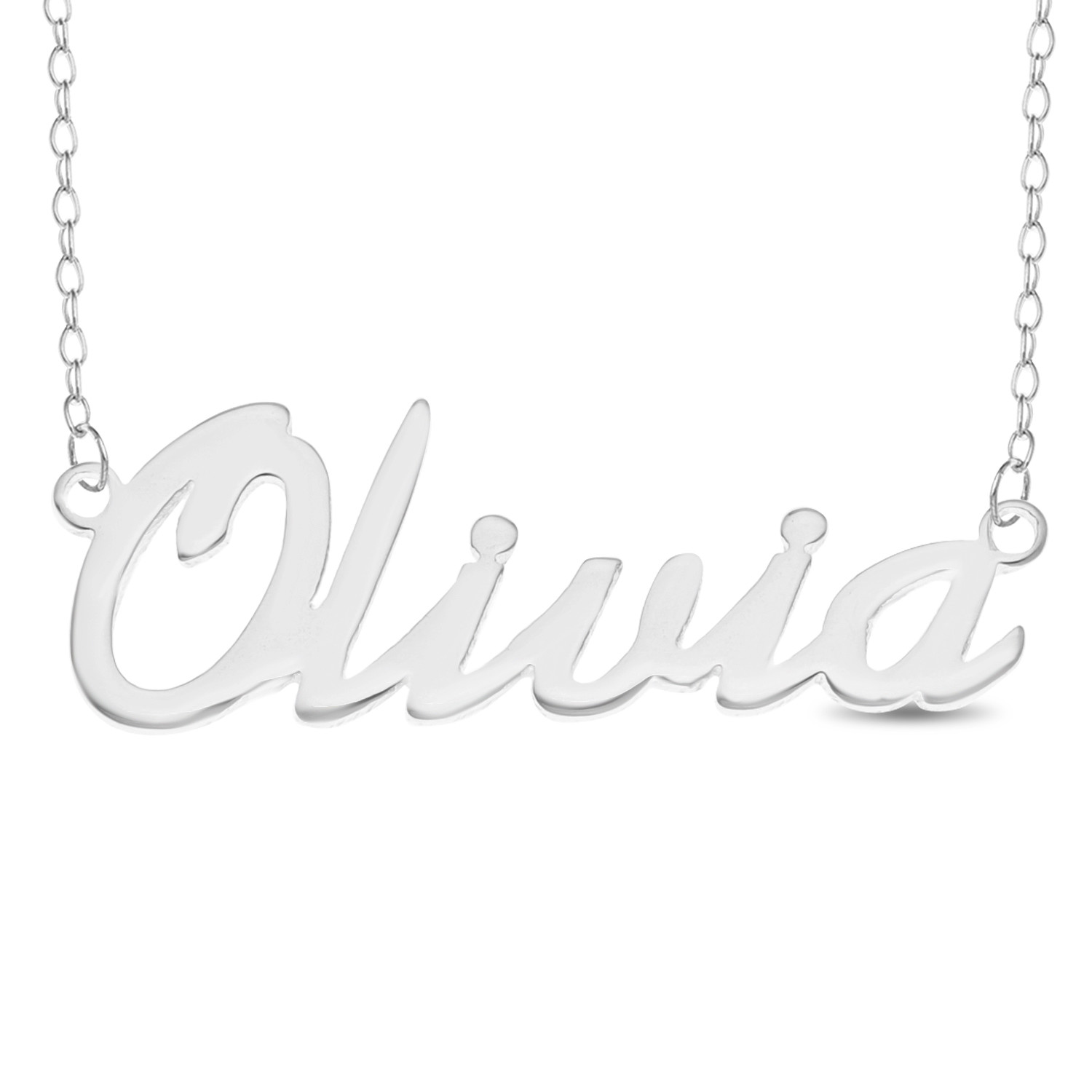 Olivia Name Plate Necklace Pendent Sterling Silver female Personalized Custom