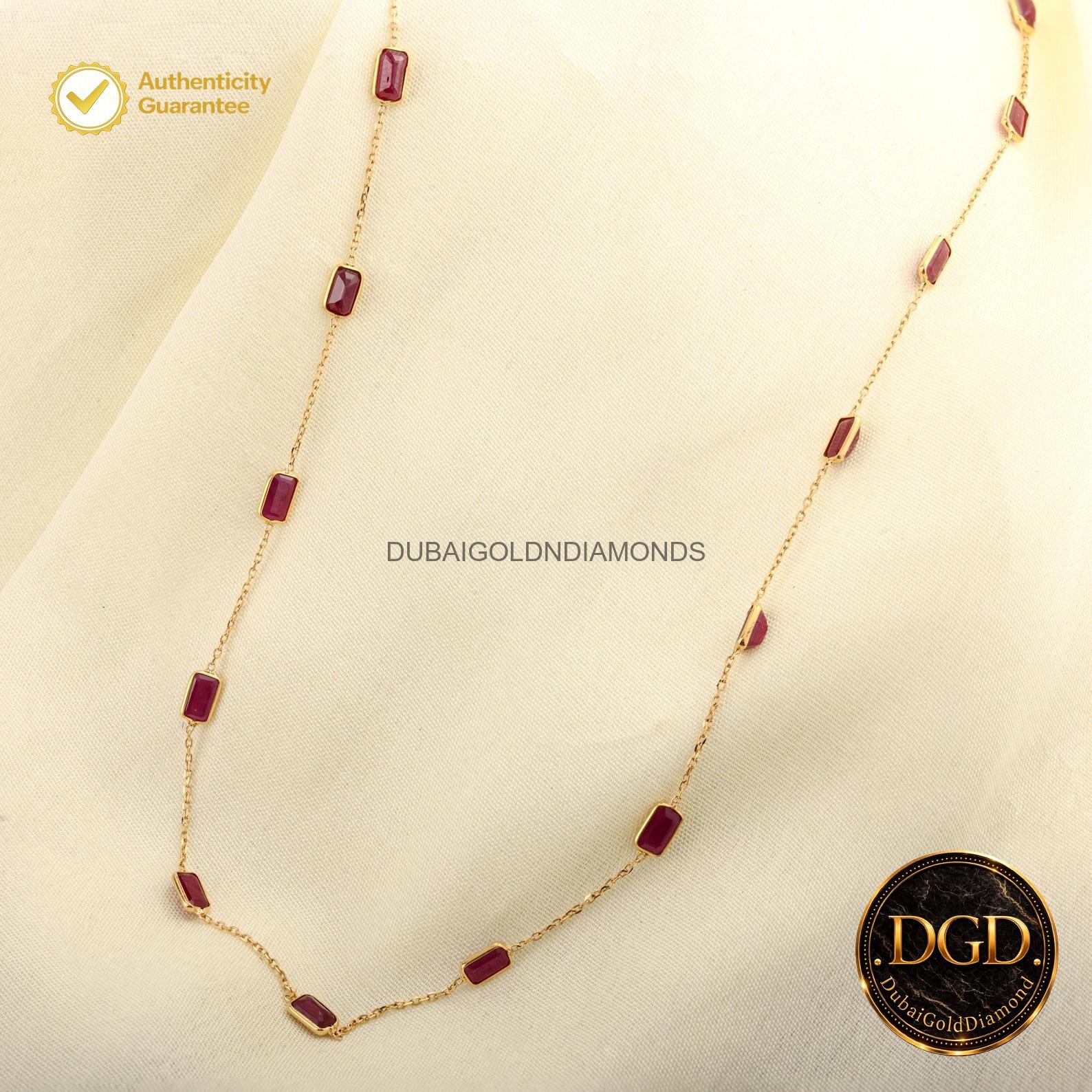 Ruby 14K Gold July Birthstone Engagement Chain Anniversary Gift Wedding Necklace