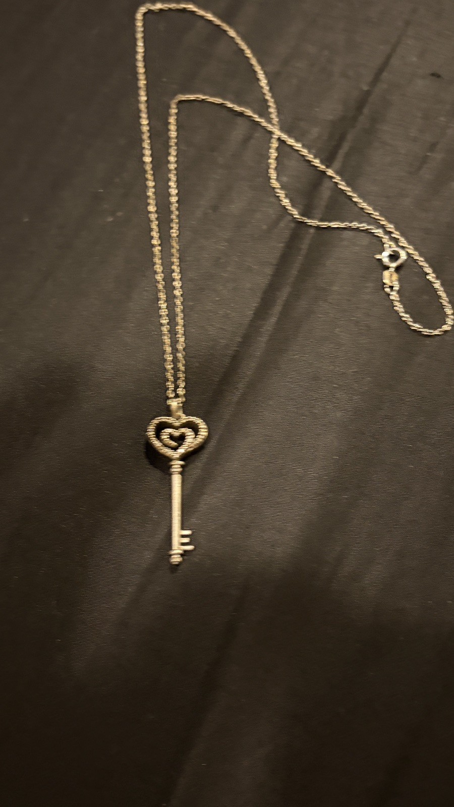 Vintage 925 Sterling Silver slv Diamond Skeleton Key Pendant Maker Mark On Back