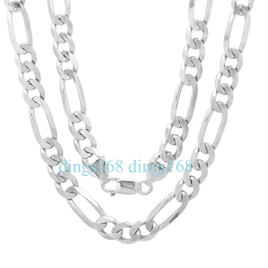 Unisex Solid 925 Sterling Silver 20inch 3.8mm Italian Figaro Chain Necklace G139