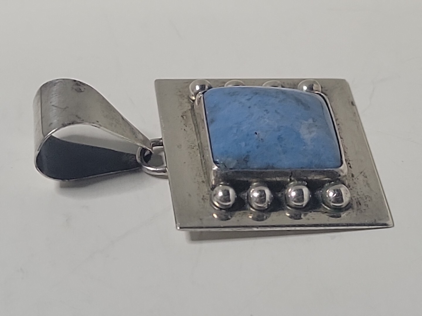 Navajo James Linkin Sodalite Sterling Silver Vintage Pendant 1-5/8 In 9.5 Grams