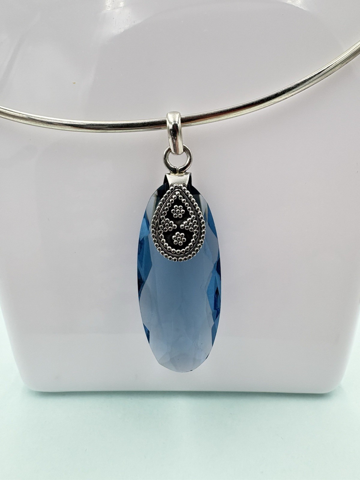 Sterling Silver Genuine 18CT Tanzanite Gemstone Teardrop Pendant-Pendant Only