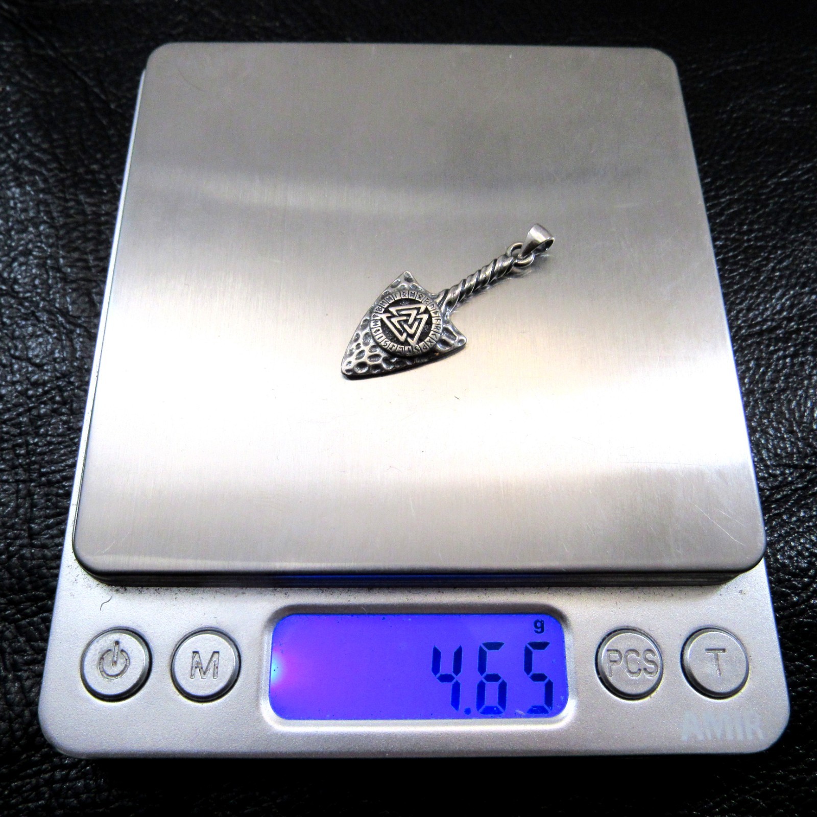 Solid 925 Sterling Silver Viking Valknut Thor Hammer Pendant Norse Rune Jewelry