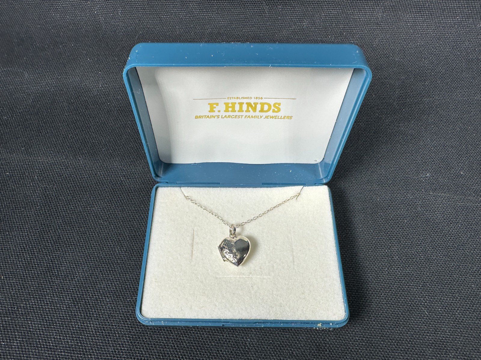 F. Hinds Sterling Silver Heart Locket British Family Jeweler