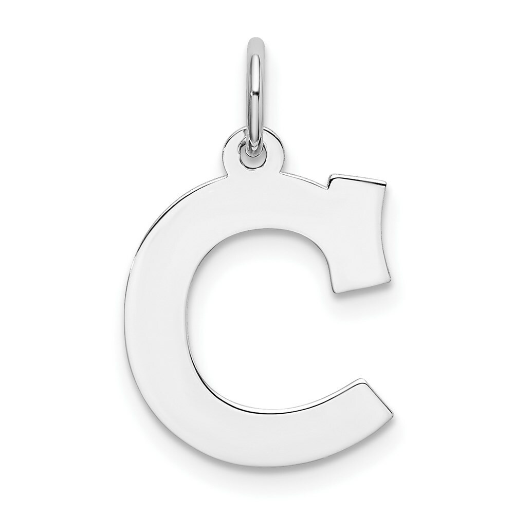 Sterling Silver 925 Block Letter C Initial Charm Pendant 0.75 Inch