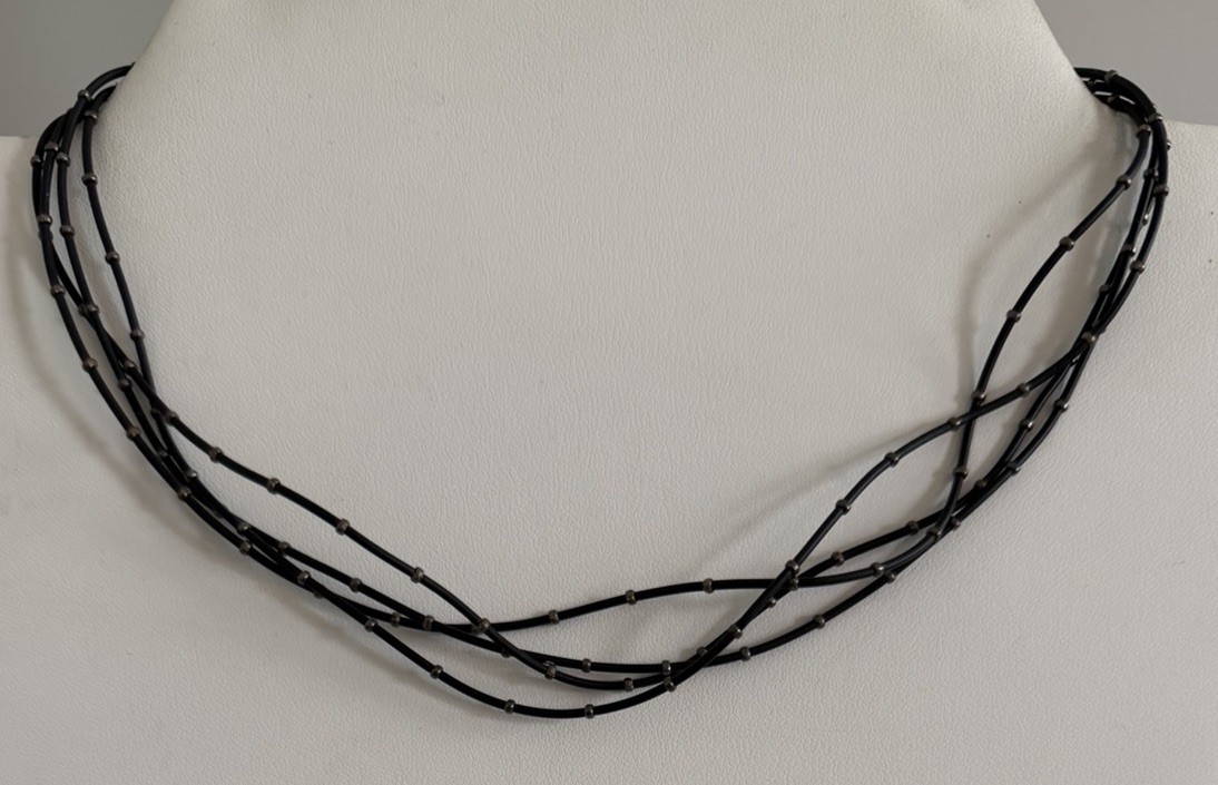 Silpada Multi Cord Sterling Silver 925 Beaded Ball Station Necklace 16.25”