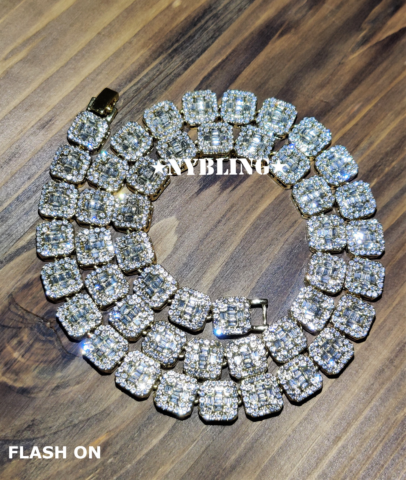 Solid 10K Gold Baguette Moissanite Tennis Choker 18/20In Hip Hop Necklace