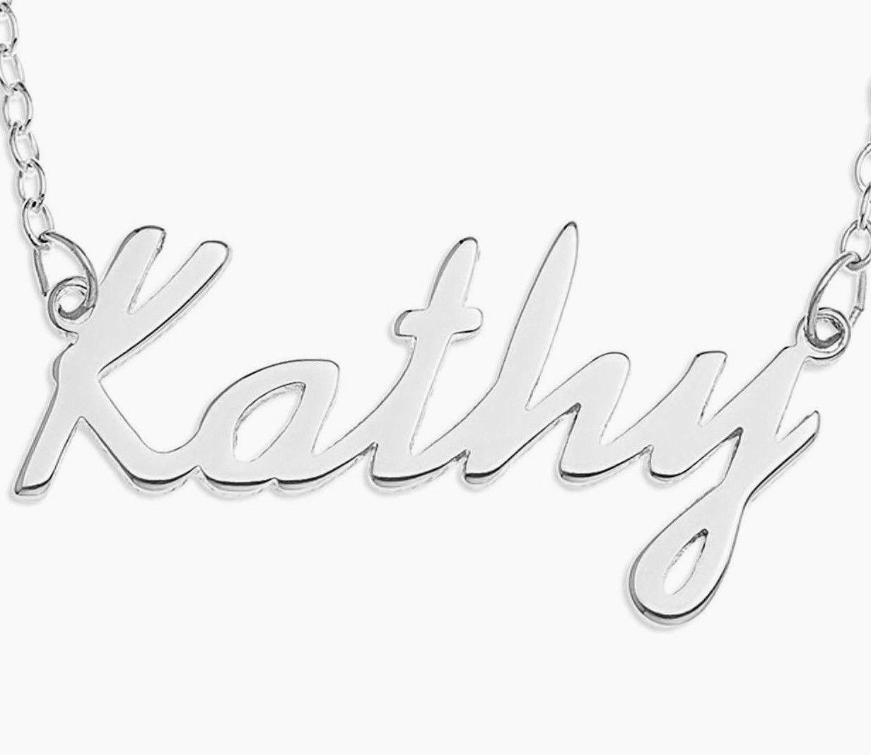 Kathy Name Plate Necklace Pendent Sterling Silver female Personalized Custom
