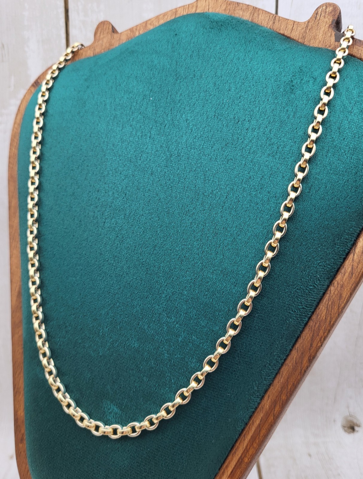 Heavy! Solid 14K 2 Tone Gold 24″ Fancy Link Chain Necklace 63.1 Grams Rolo Cable