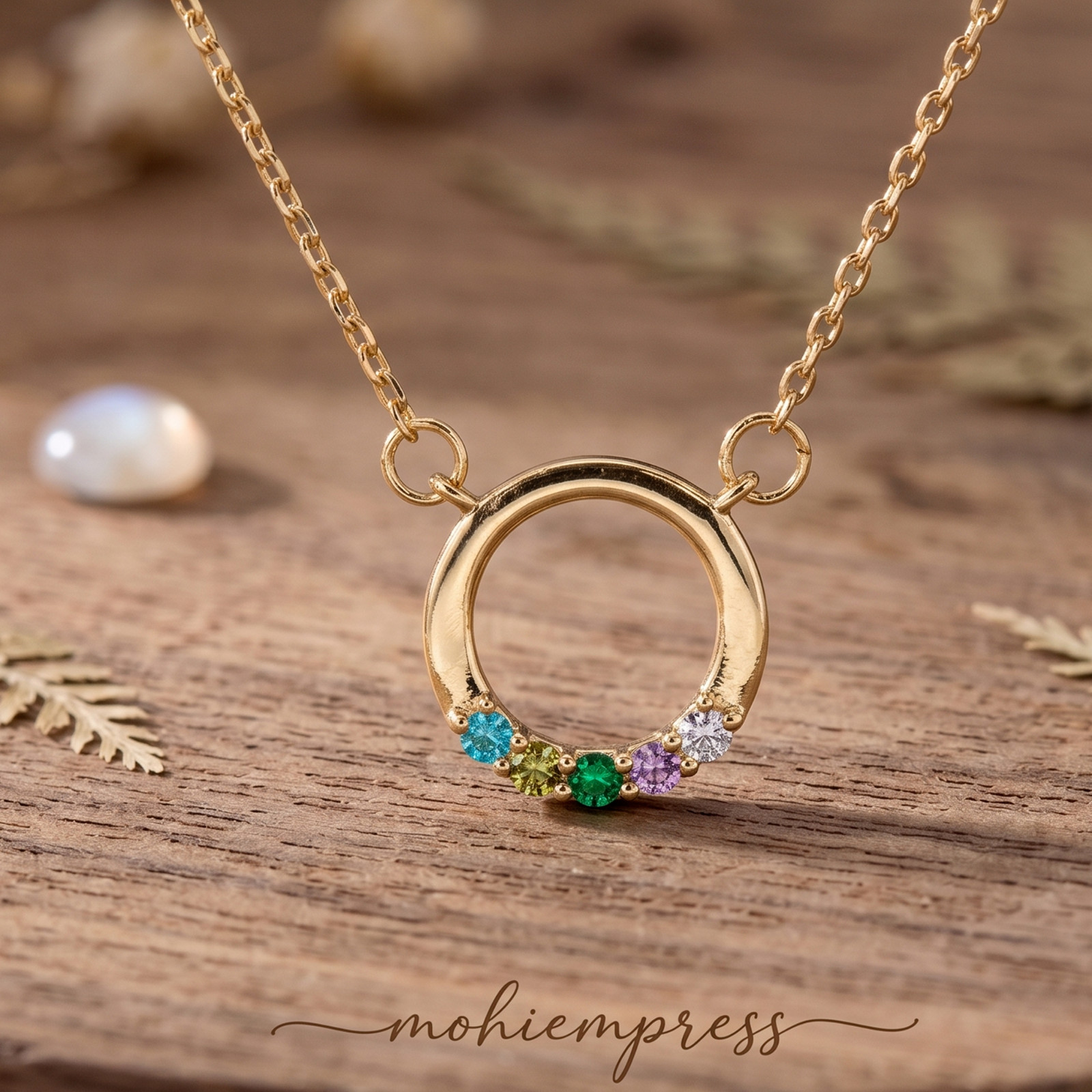 925 Sterling Silver Personalized Family Birthstone Necklace, Handmade Jewelry