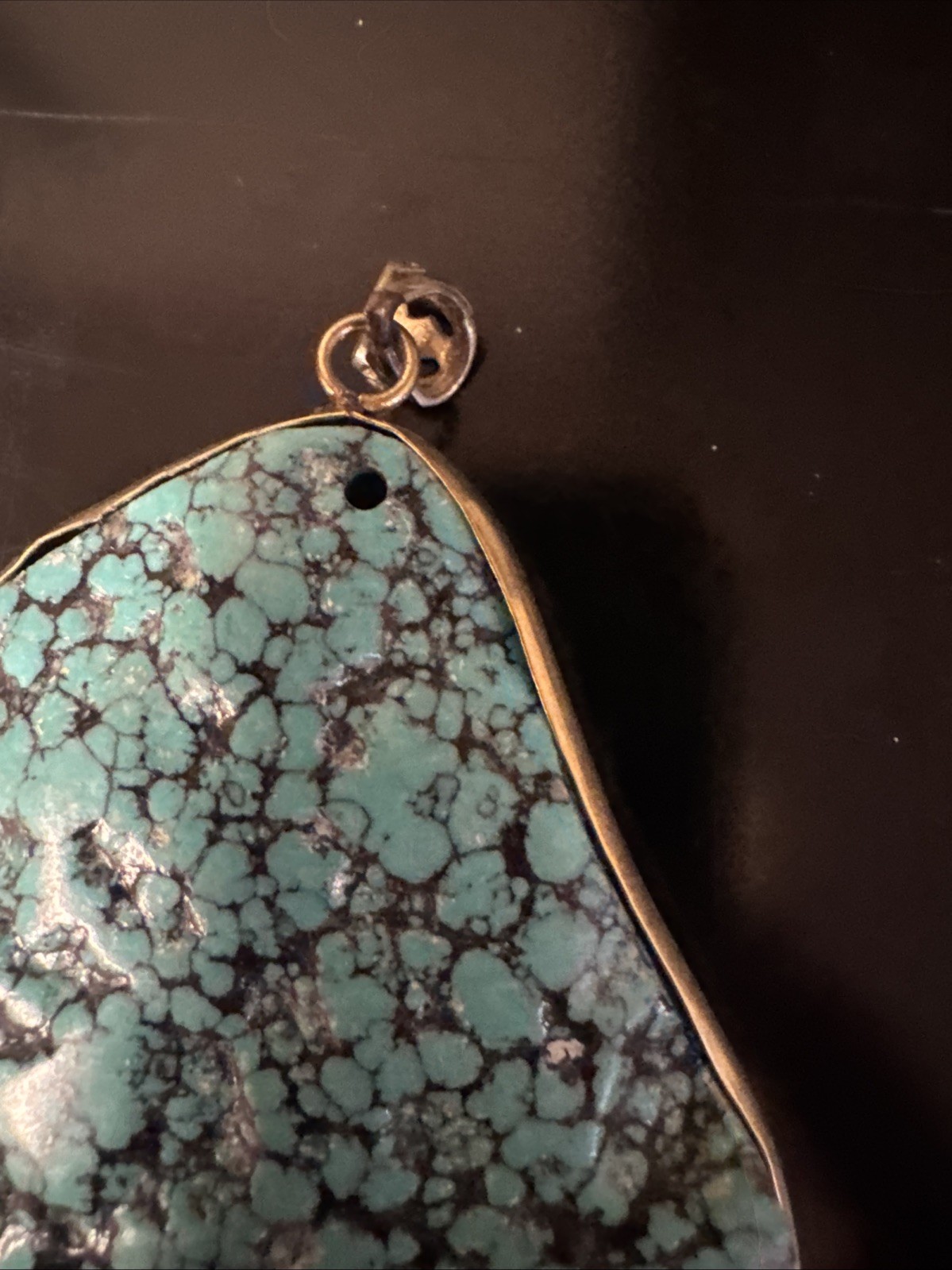 925 Silver Block Turquoise Pendant