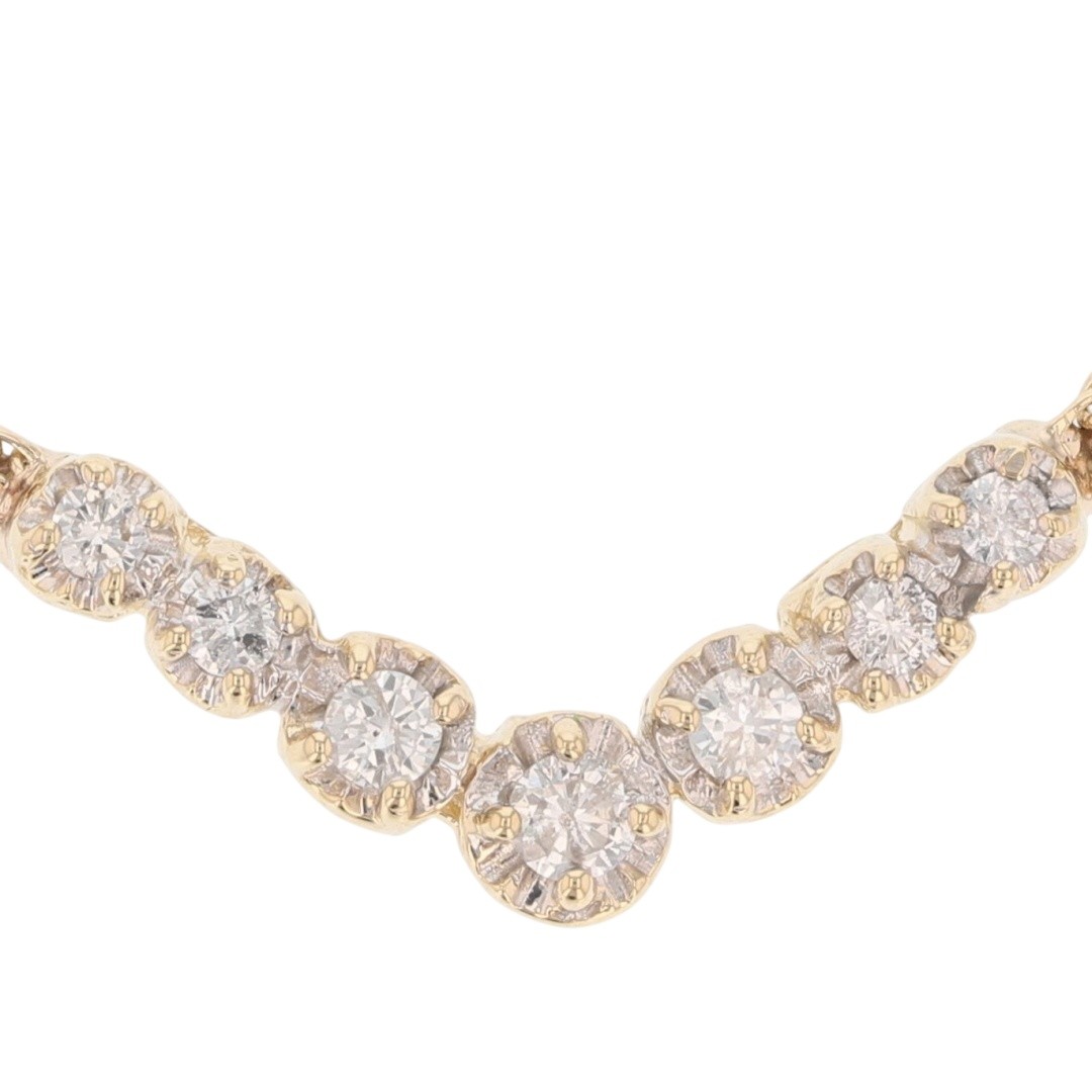 .42ctw Round Diamond Prong-Set Chevron 16.5″ Necklace 14k Yellow Gold 6.42 Grams