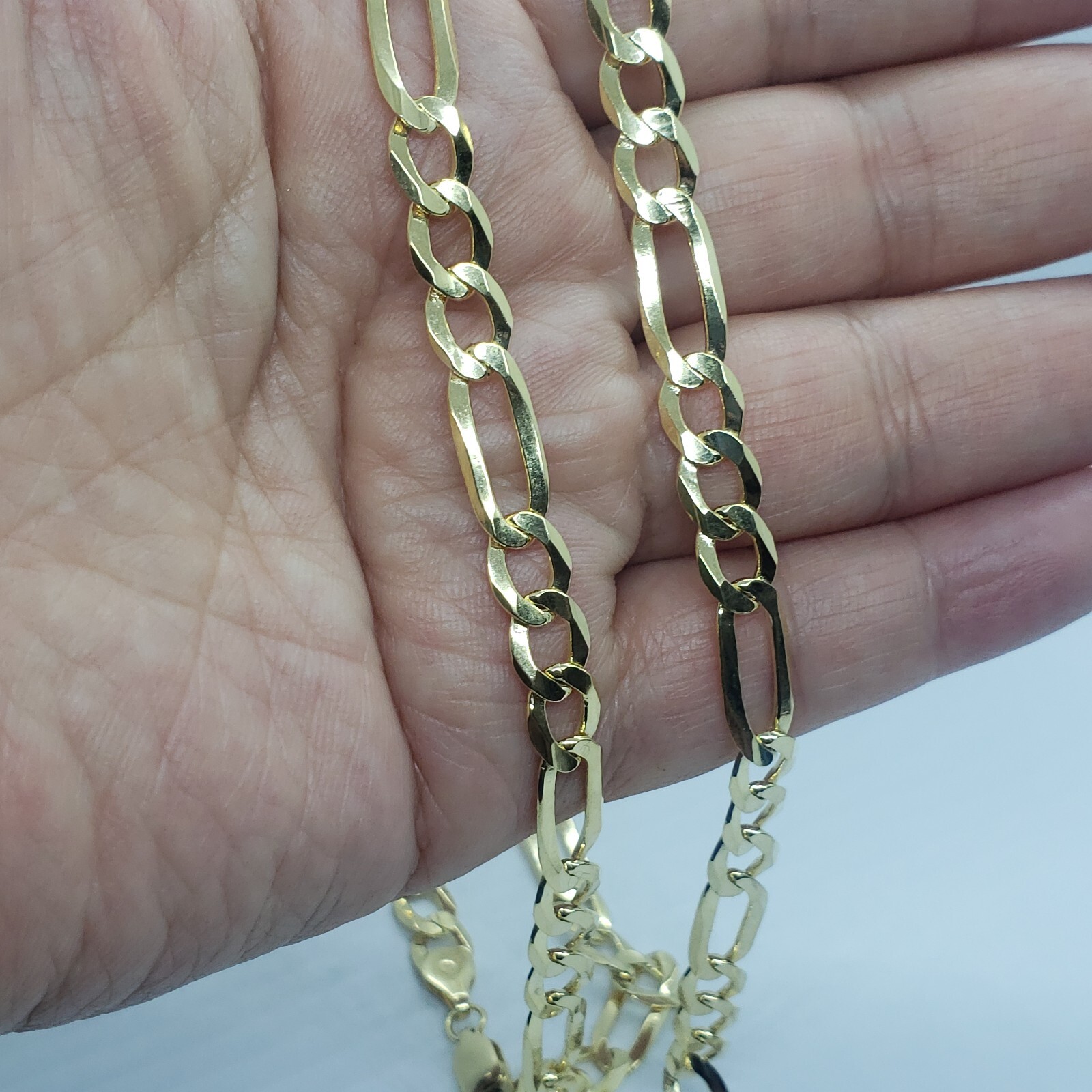 Authentic 14K Solid Gold Figaro Link Chain Men Women 7mm~8.5mm Necklace 7″~30″