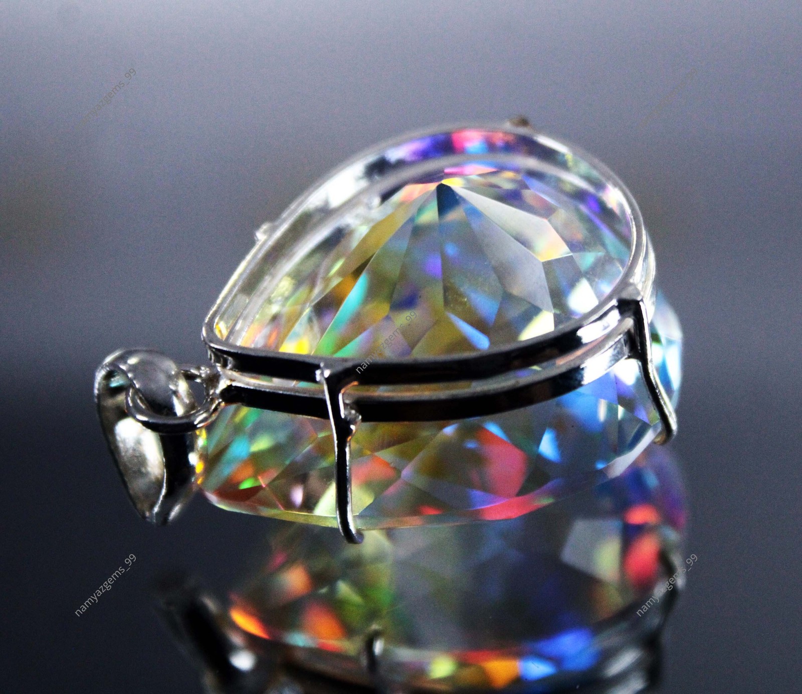 76.95 Ct+ Natural Rare Mystic Multi Color 925 Solid Silver Pendant Gemstone