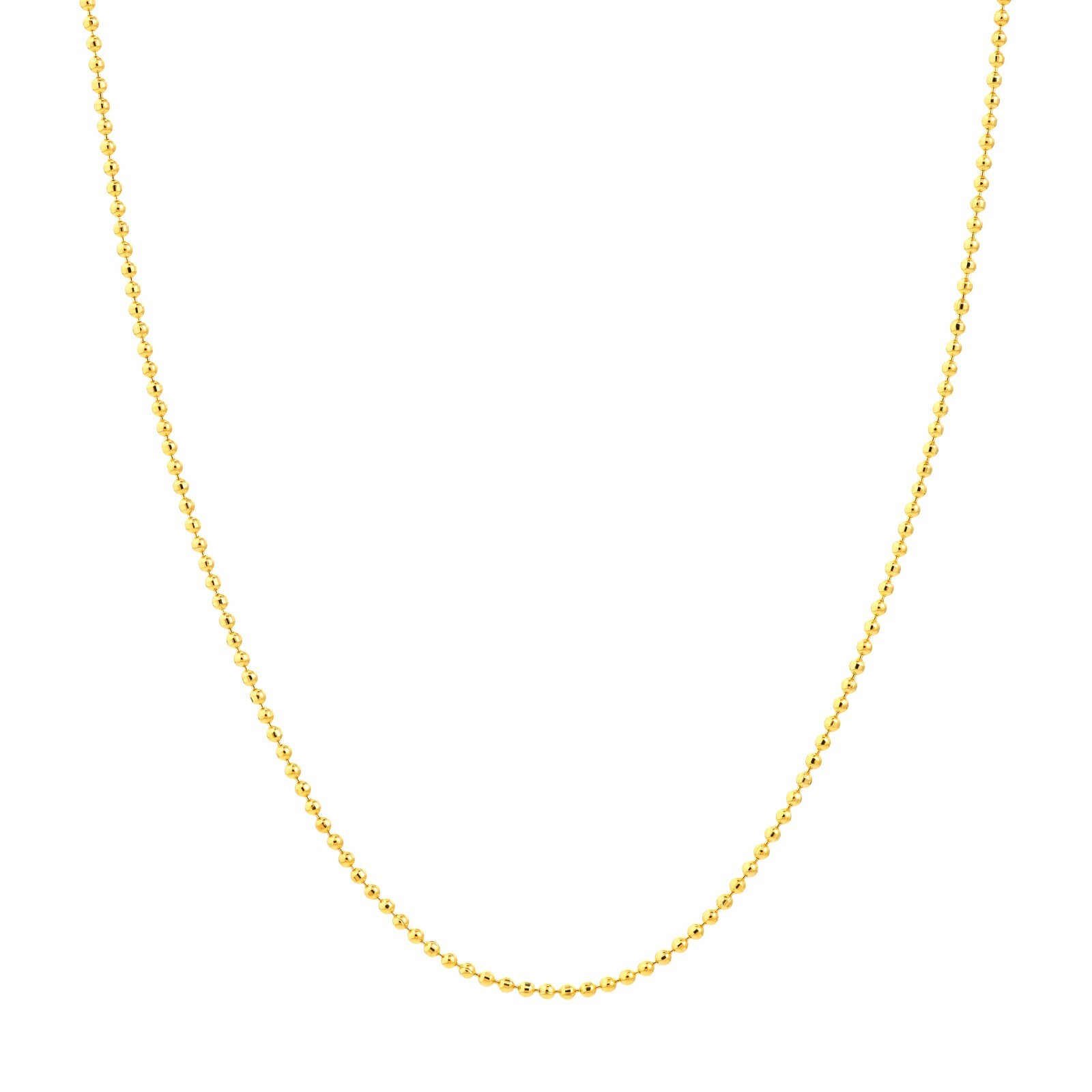 0.78MM DIAMOND CUT BEAD BALL CHAIN NECKLACE REAL 14K YELLOW GOLD