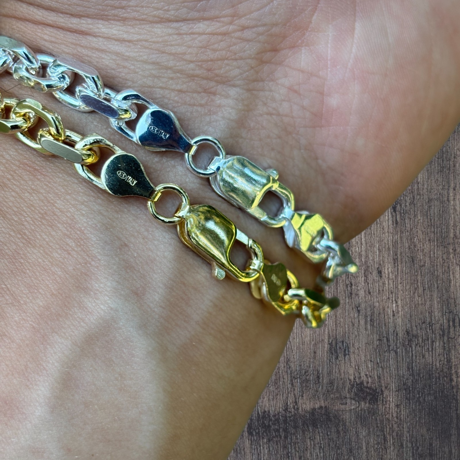 6mm Anchor Cable Bracelet – Real Solid 925 Sterling Silver Or 14k Gold Vermeil