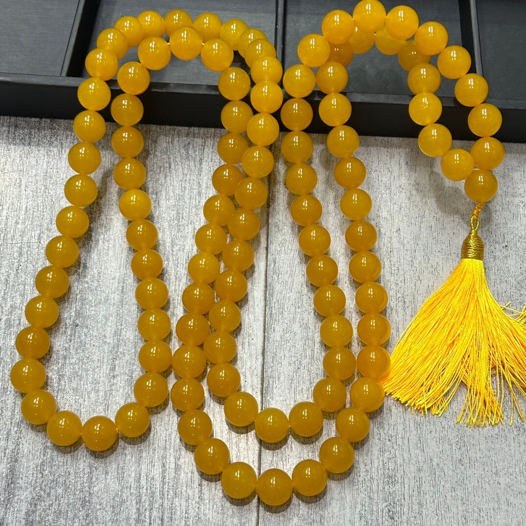 14mm Certified Natural ice Yellow Myanmar Jade jadeite 108 Round Beads Necklaces