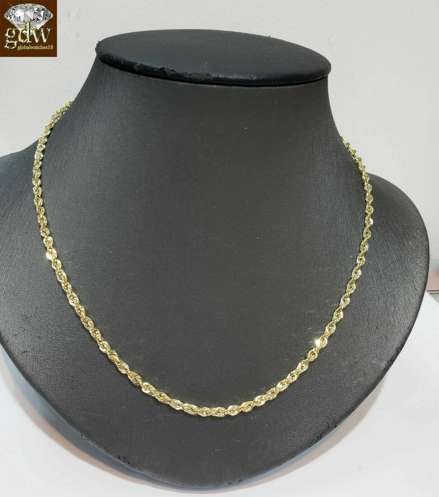 Real 10k Yellow Gold Rope Chain Diamond Cut 16″ 18″ 20″ 22″ 24″ 26″ 28″ Inch