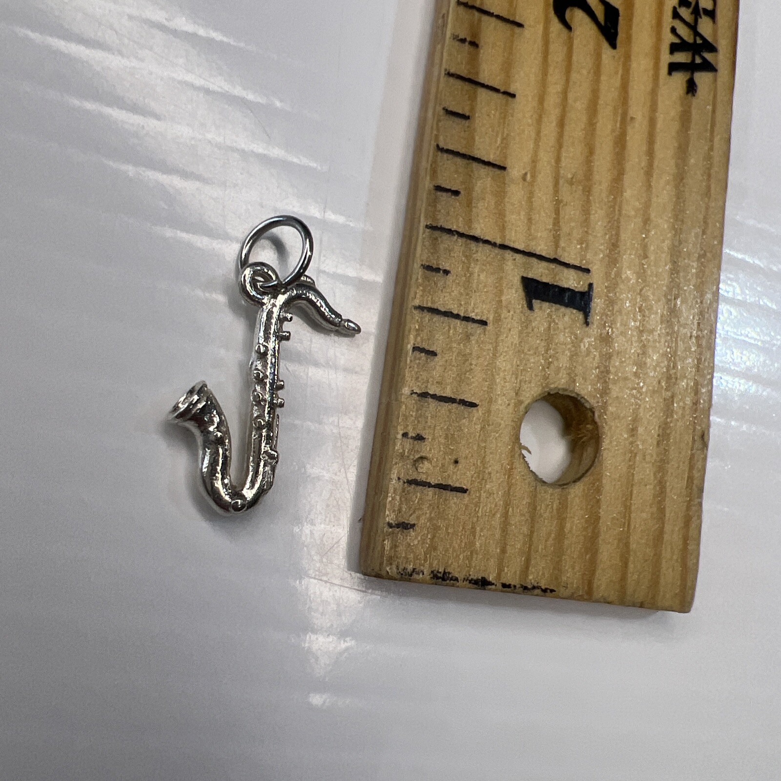 925 Sterling Silver Retro Charm Pendant Saxophone Sax Band Music Instrument Jazz