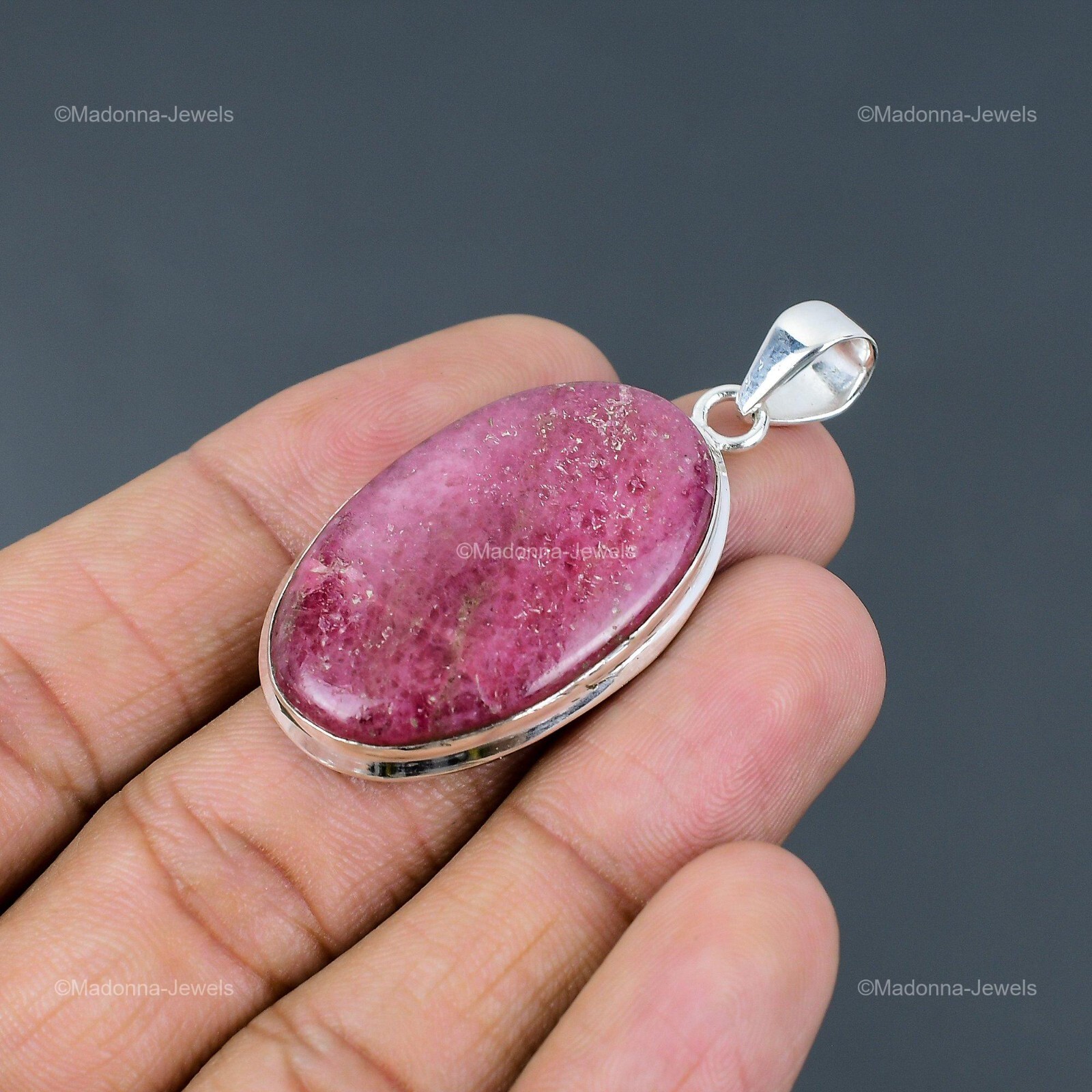Rhodonite Gemstone Wedding Bezel Anniversary Pendant Jewelry 925 Sterling Silver