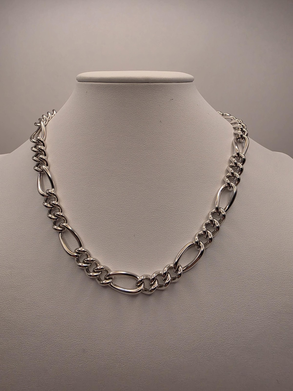Sterling Silver Figaro Chain Necklace | 925 Silver 10mm Chain 18 Inch