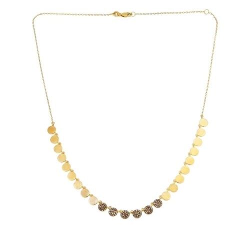 Rarities Gold-Clad Champagne Diamond Circle Disc Drop Necklace 18″ Necklace $699