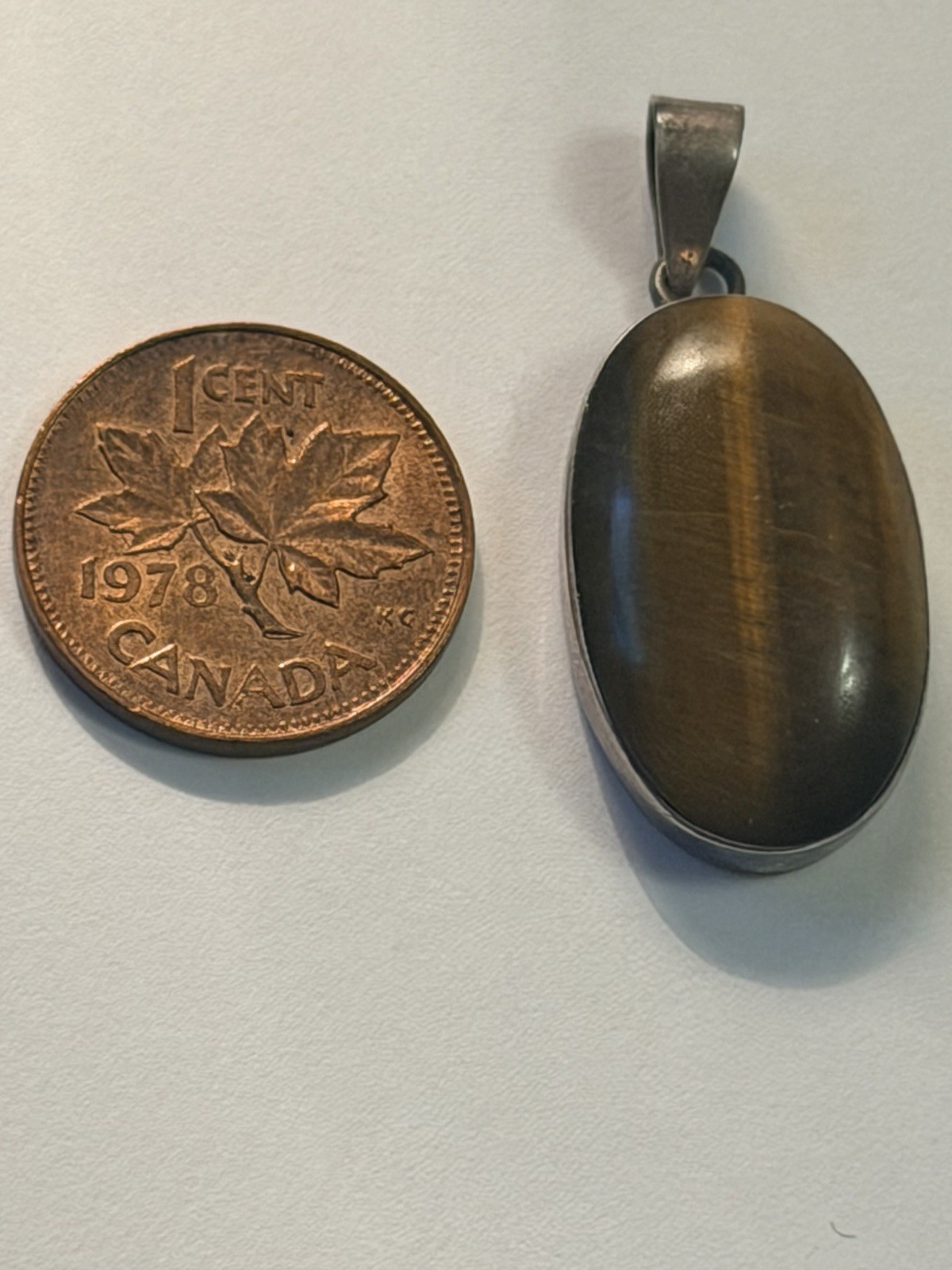 Tiger’s Eye Pendant Sterling Silver Vintage
