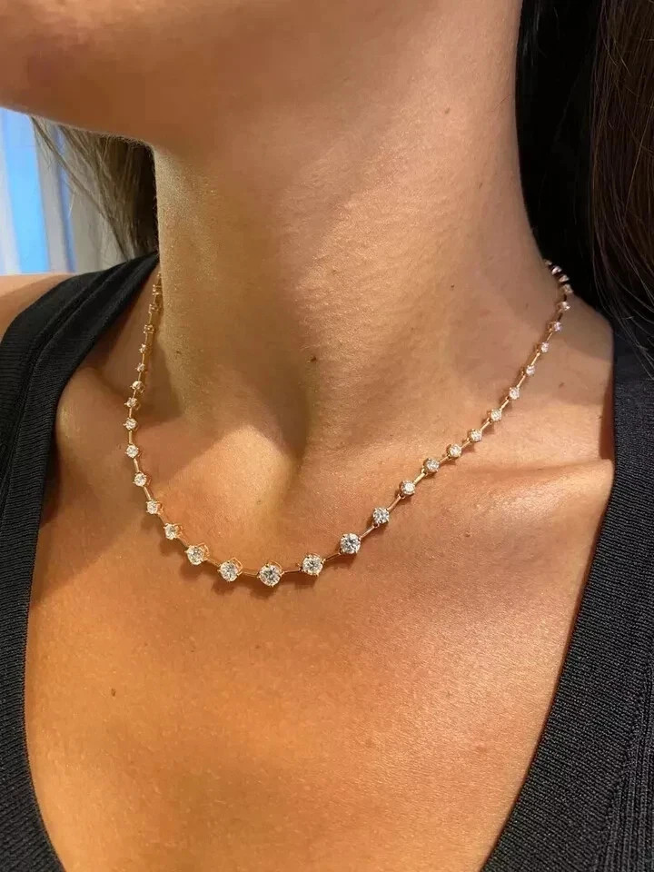 15Ct Pear Cut Lab Created Diamond Women’s Tennis Necklace 14K White Gold Plated