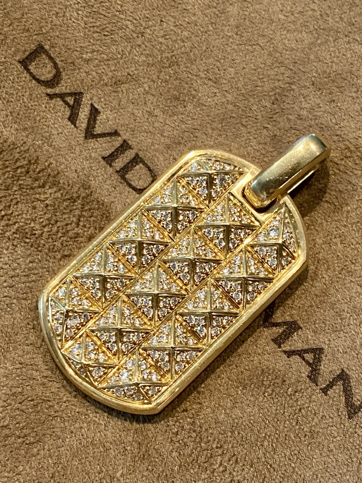 David Yurman 18k Gold Diamond Pyramid Pendant 1.75” $12,500 23.4 Gram