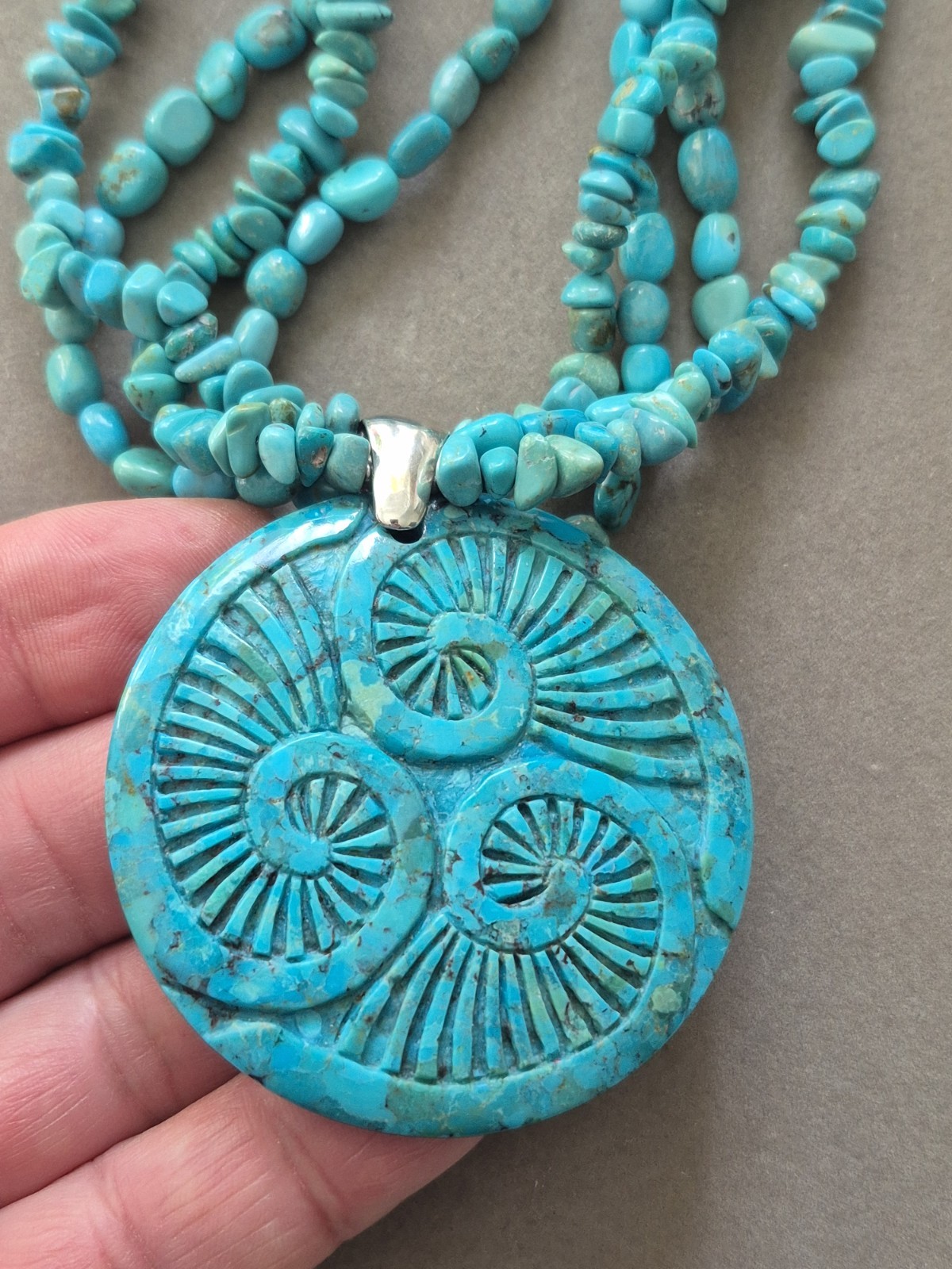 Sally C. Treasures SX multiple link Turquoise sterling silver statement necklace
