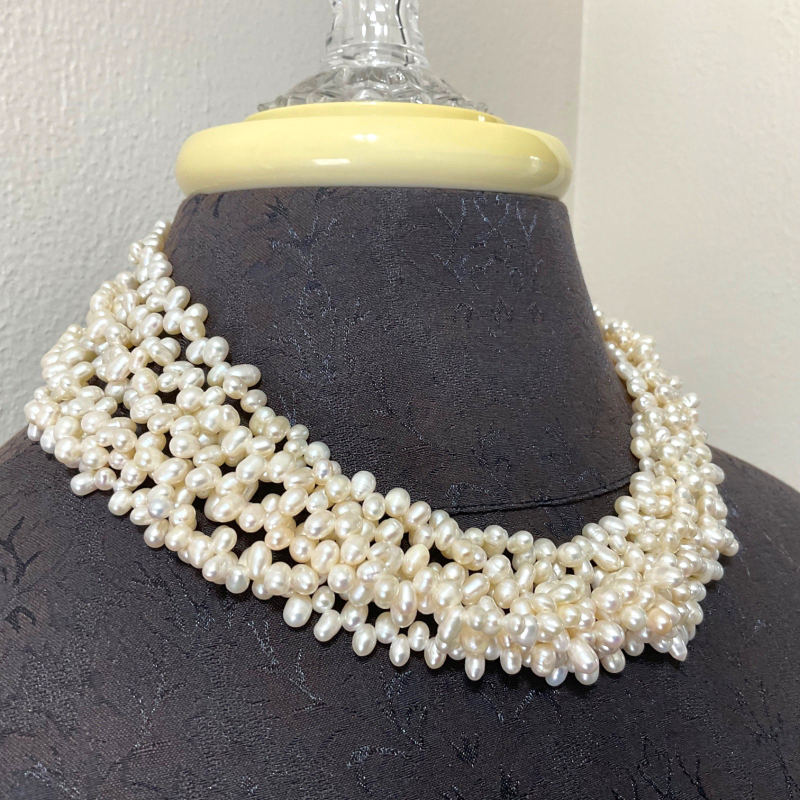 Vtg Freshwater Pearl Multi Strand Necklace 925 Gold Vermeil Filigree Clasp 18.5”