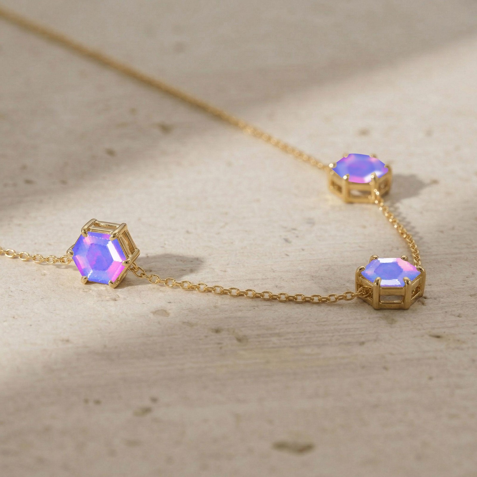 Natural Lavender Opal Station Necklace, Purple Opal Jewelry, Unique Gift for Her