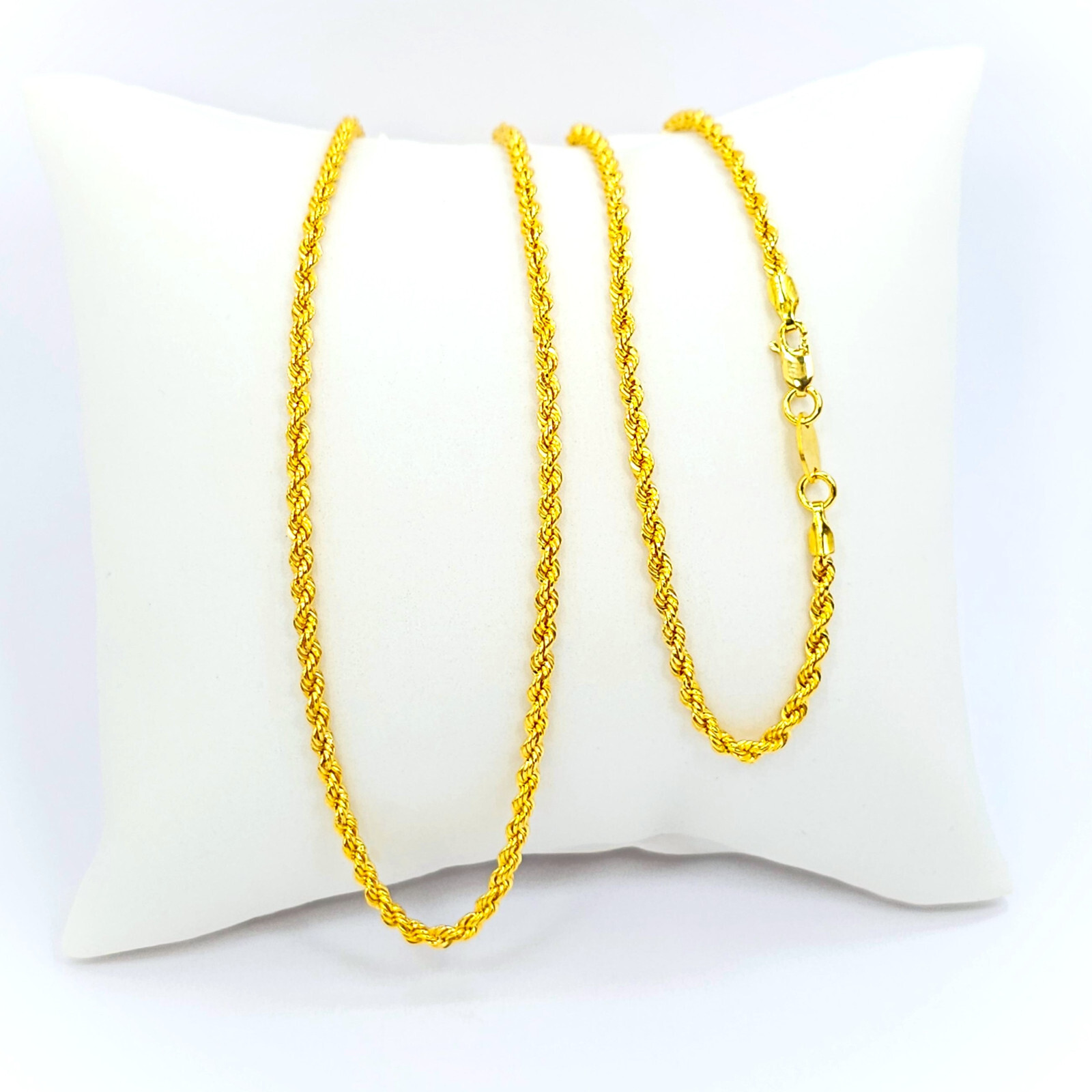 22K Gold Rope Chain Necklace Hollow 16.5 in Choker 2.15mm Genuine Hallmarked 916
