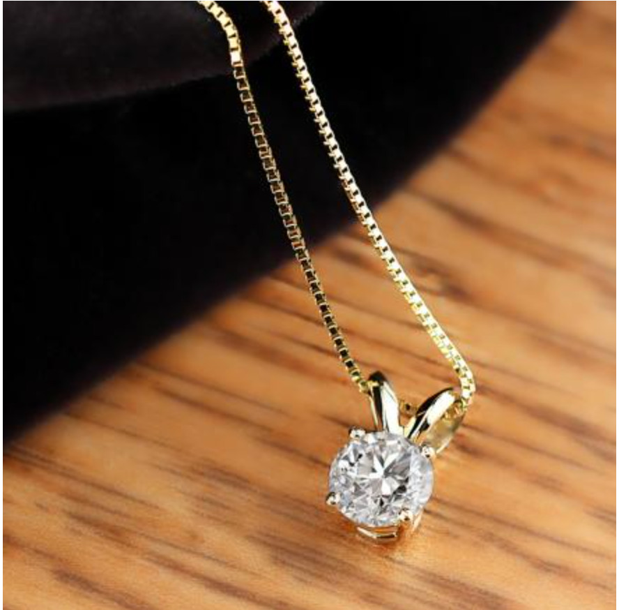 1.00 Ct Round Brilliant Cut FL/D Certified Moissanite 14K White Gold Pendant 18″