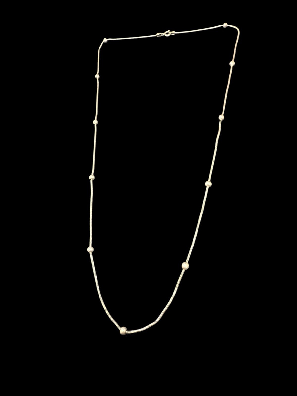 Sterling Silver 925 Round Ball Bead Station Chain Italy 24” Necklace