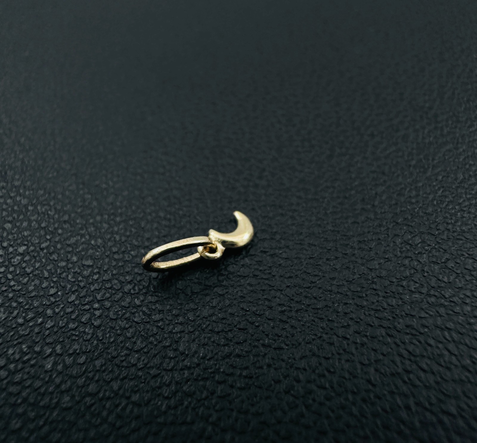 14K Solid Yellow Gold 3mm Teeny Tiny – Very Small Beveled Moon Charm Pendant