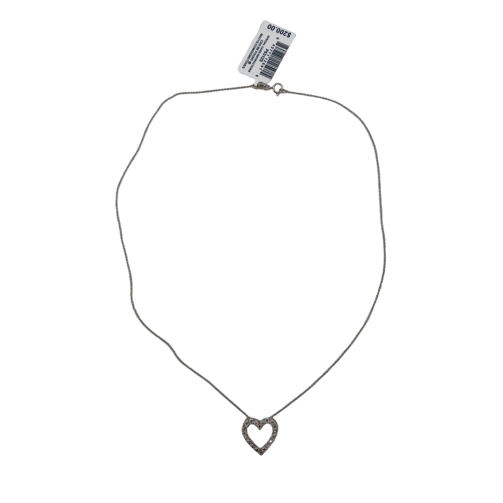 MACY’S Bridge Diamond Hearts 1/10CTW Sterling Silver Pendant Necklace NIB