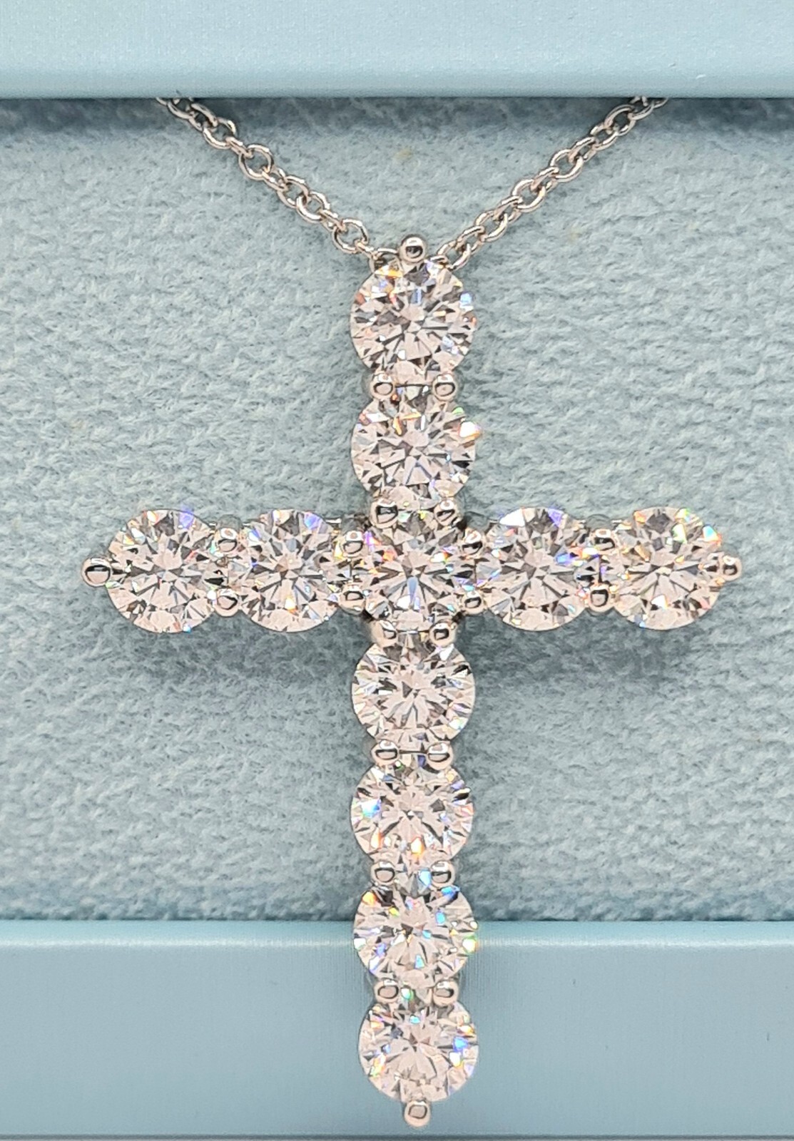 5.50Ct Round F/VS1 Lab Grown Diamond CROSS PENDANT WITH CHAIN | 14K WHITE Gold