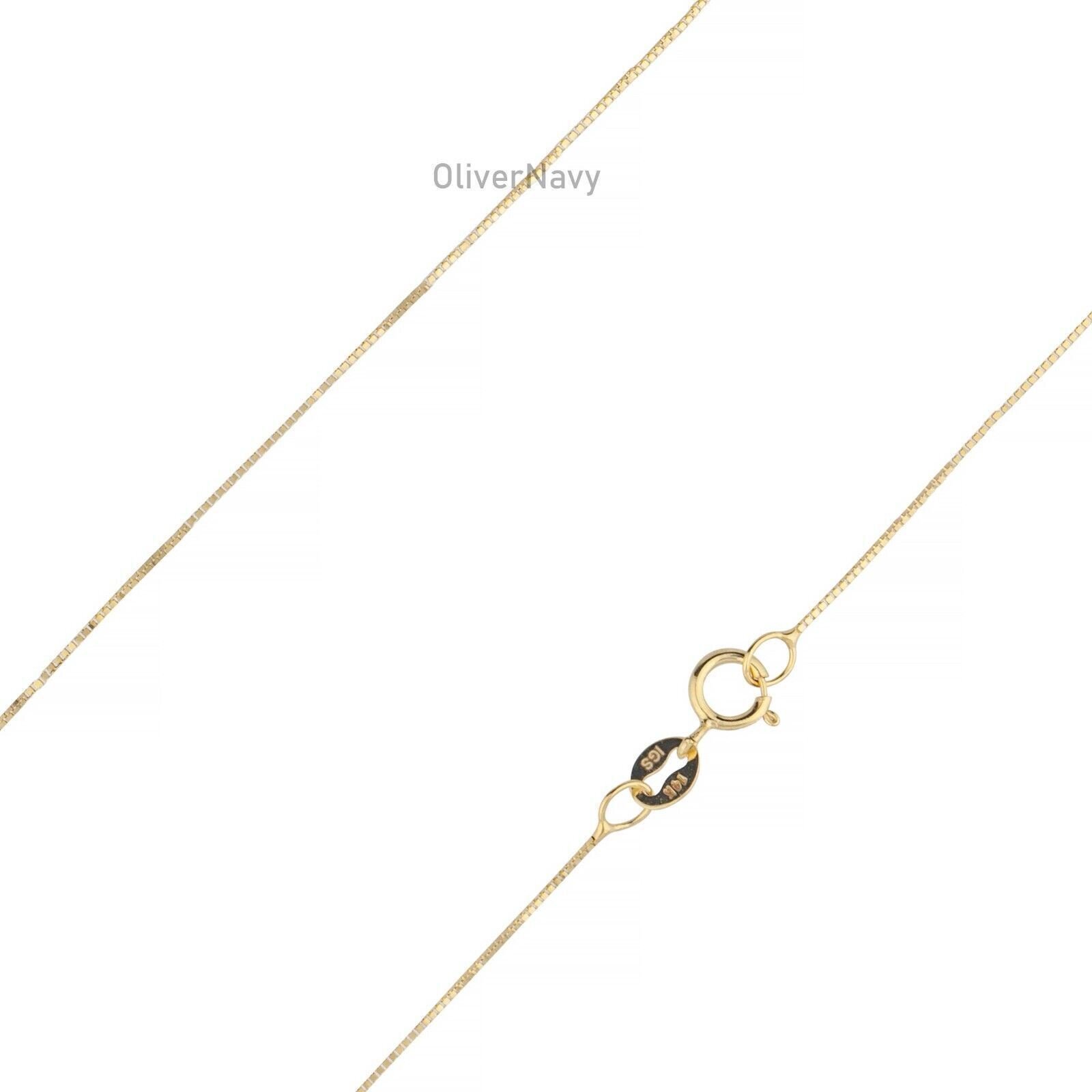 10K Solid Yellow Gold Box Chain 16” 18” 20” 22” 24′ 26” 28” 30”
