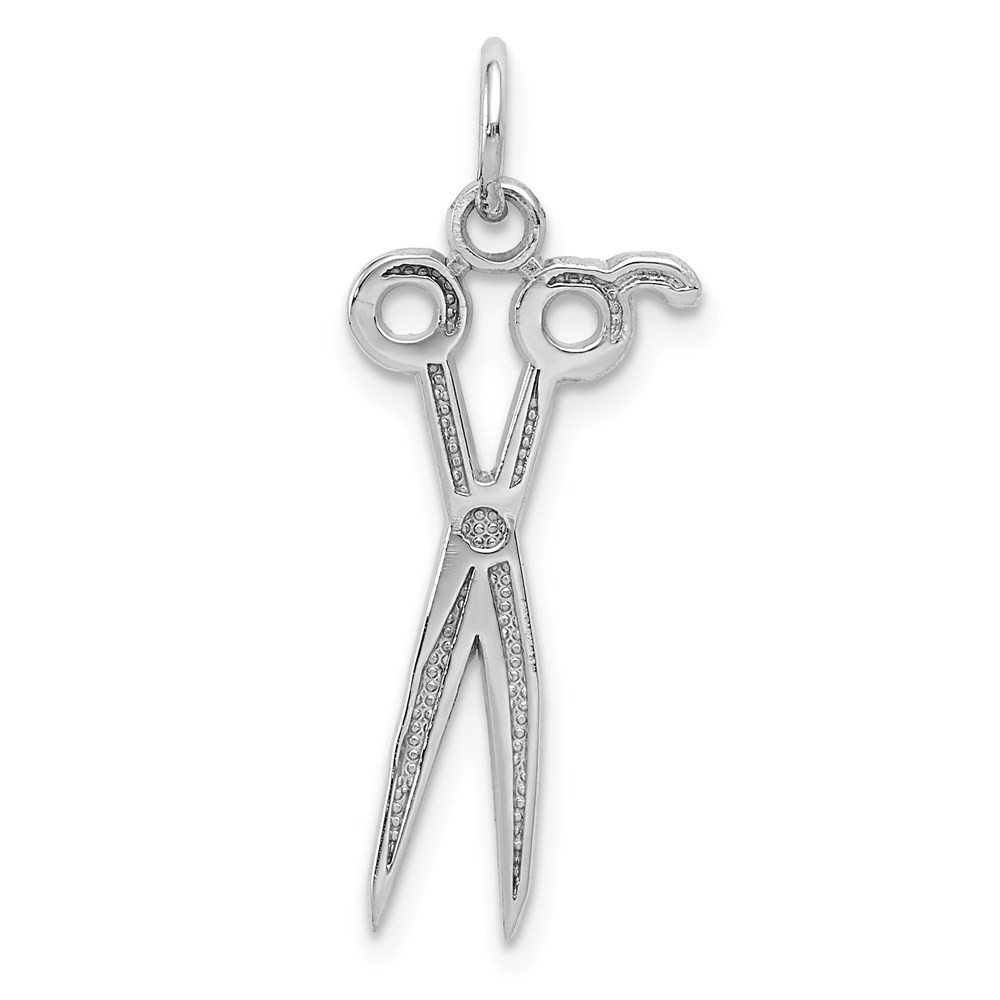 14k White Gold Scissors Shape Fancy Charm Pendant L-28mm, W-12mm