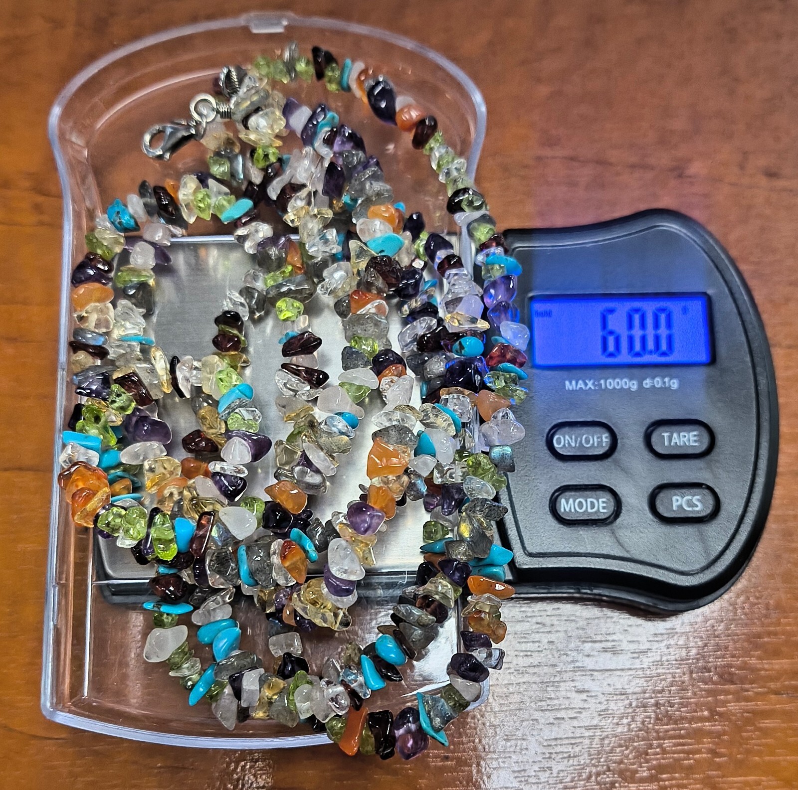 Estate Signed SI INDIA 925 & Multi Semiprecious Gemstone Nugget 48″ Necklace