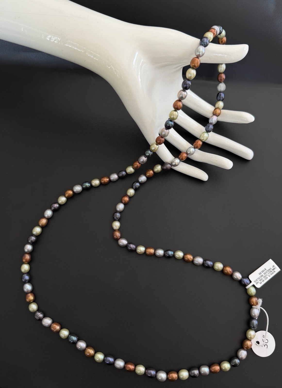 Kohls Freshwater Pearl Endless Necklace 36 In 7-8mm Multi Forest Earth Tone NWT