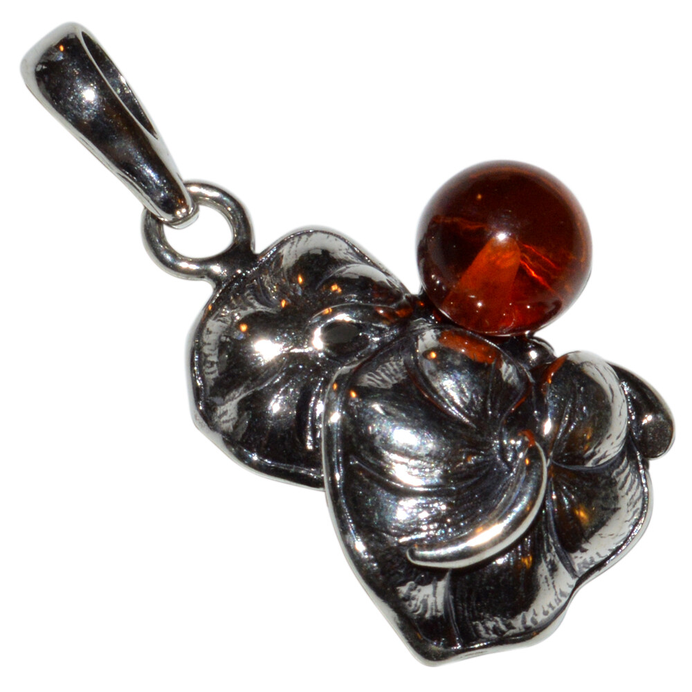 3.2g Authentic Baltic Amber 925 Sterling Silver Pendant Jewelry N-A730