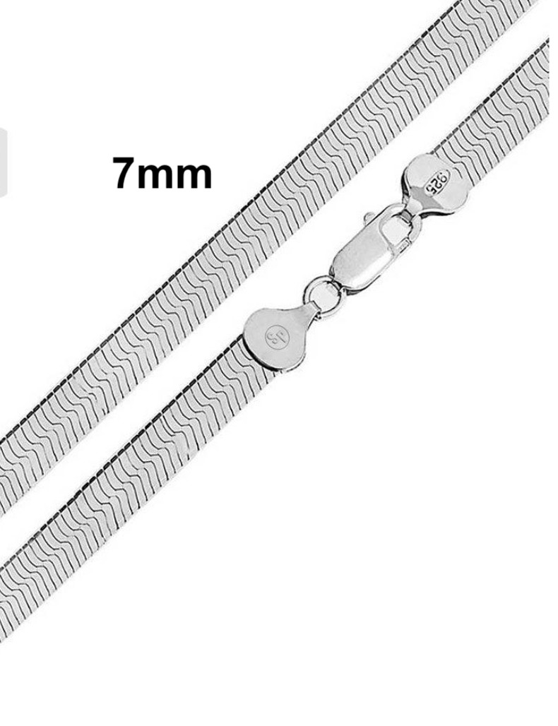 Italian Solid Sterling Silver Herringbone Chain Necklace 925 Silver Chain UNISEX
