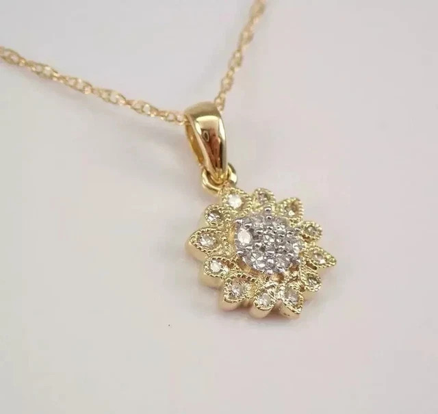 Lab Grown Diamond Snowflake 2.20ct Pendant 14K Yellow Gold Plated Free Chain