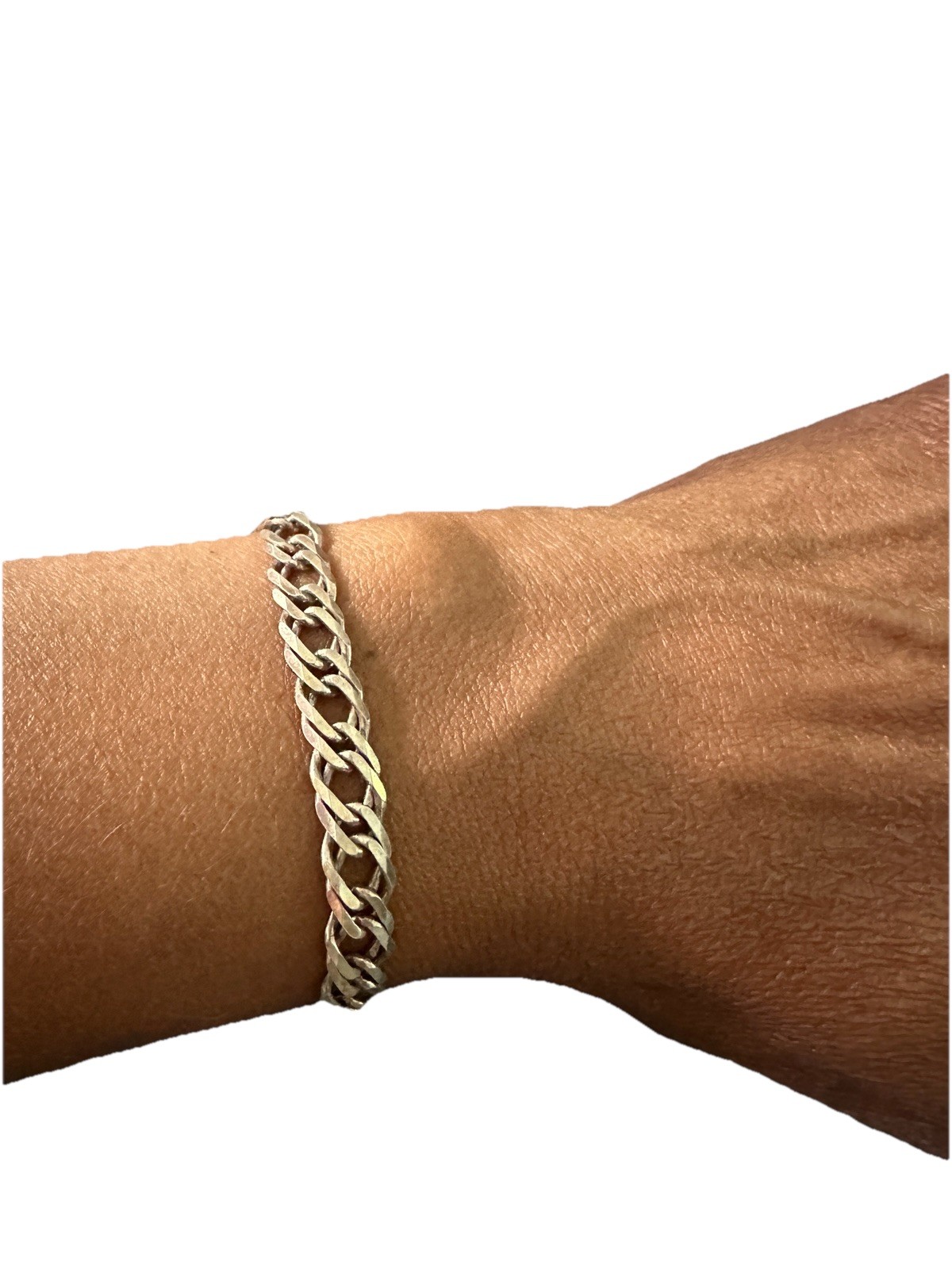 IS Italy 925 Sterling Silver Double Cuban Chain Bracelet 7” 10.4 Grams 3/4 cm w