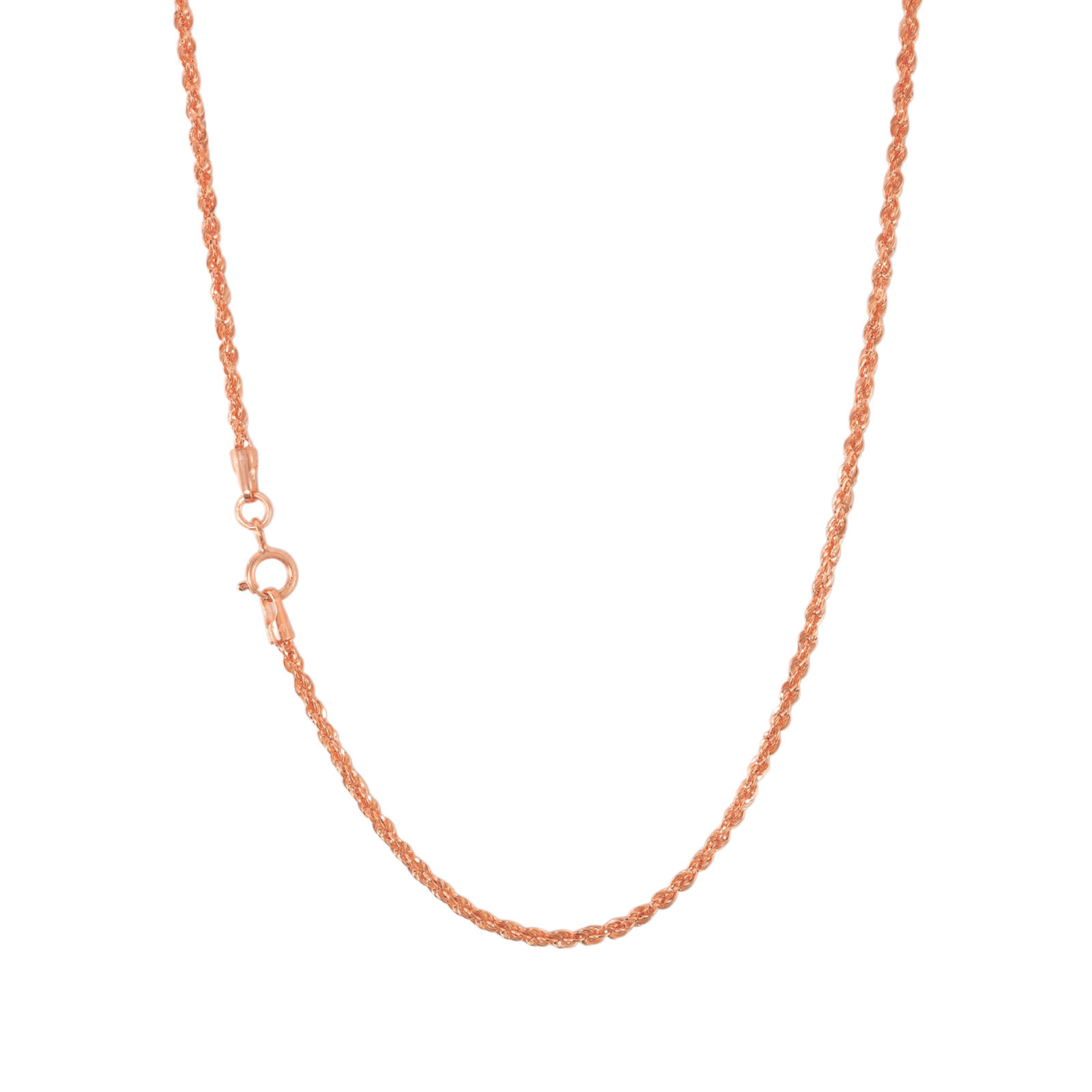14K Rose Gold Womens 1.5mm Thin Diamond Cut Rope Chain Pendant Necklace 14″- 26″