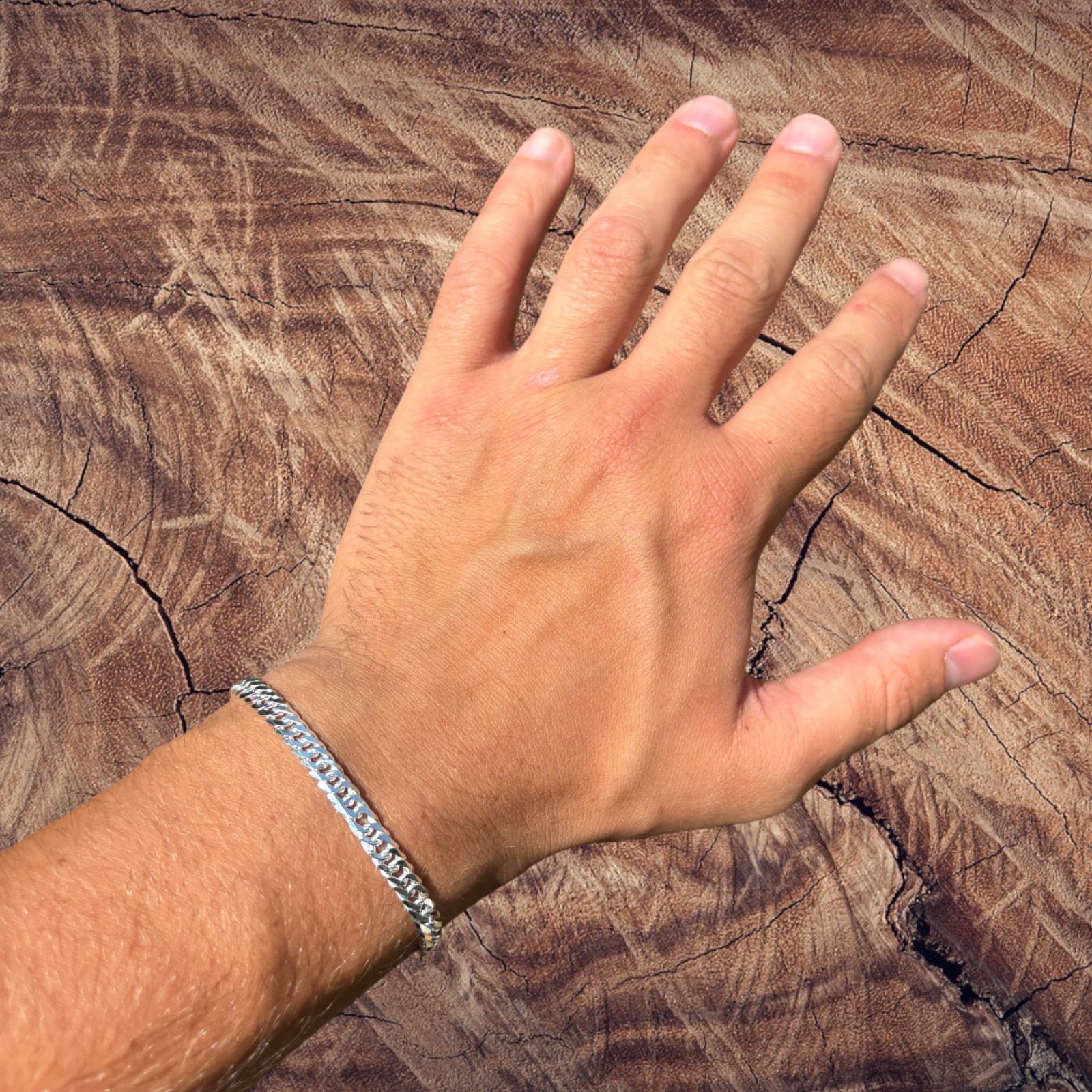 6mm Double Curb Link Bracelet – Real Solid 925 Sterling Silver MADE IN ITALY