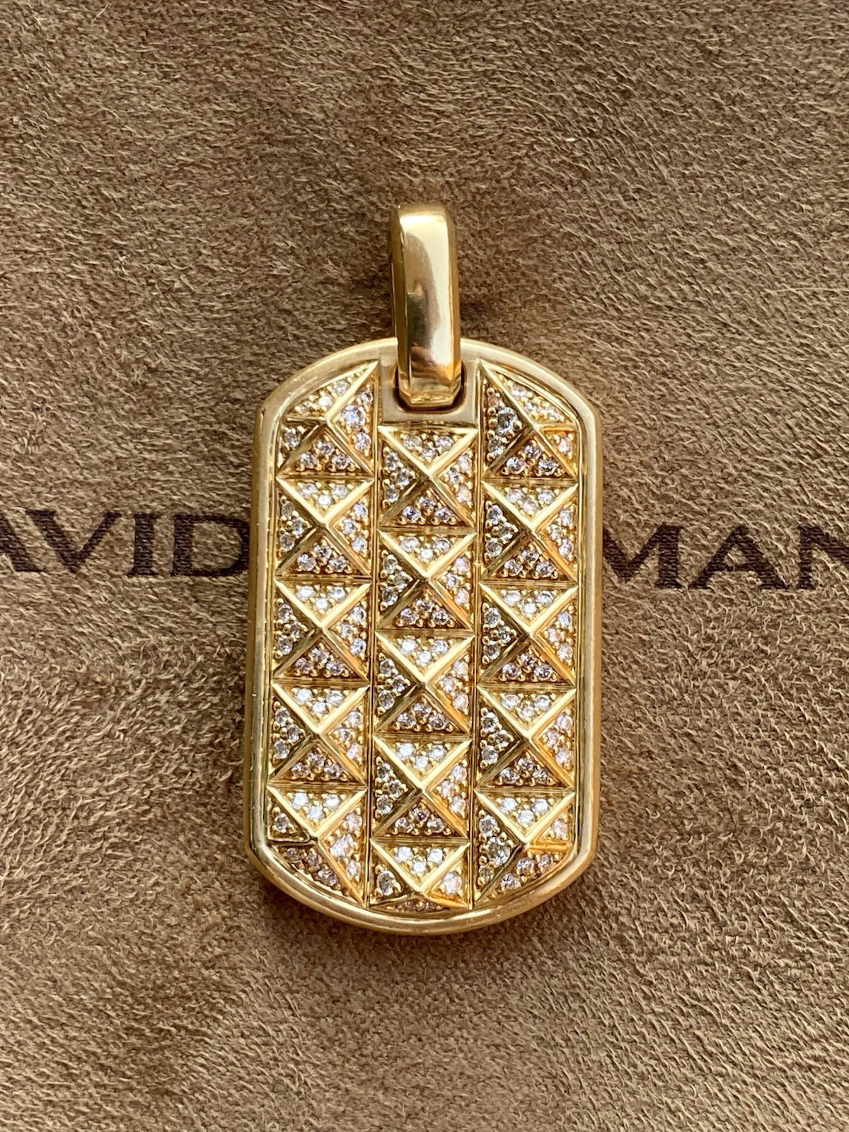 David Yurman 18k Gold Diamond Pyramid Pendant 1.75” $12,500 23.4 Gram